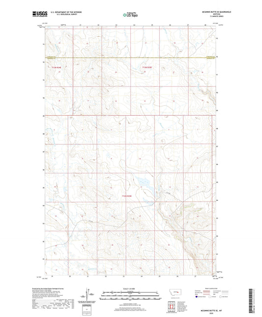 McGinnis Butte SE Montana US Topo Map Image