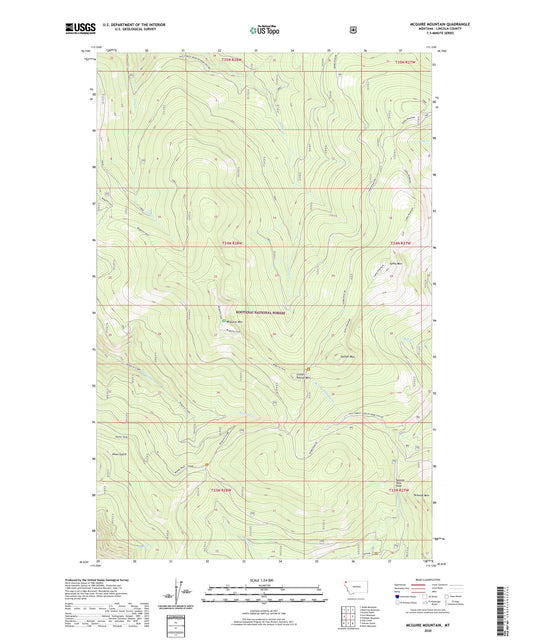 McGuire Mountain Montana US Topo Map Image