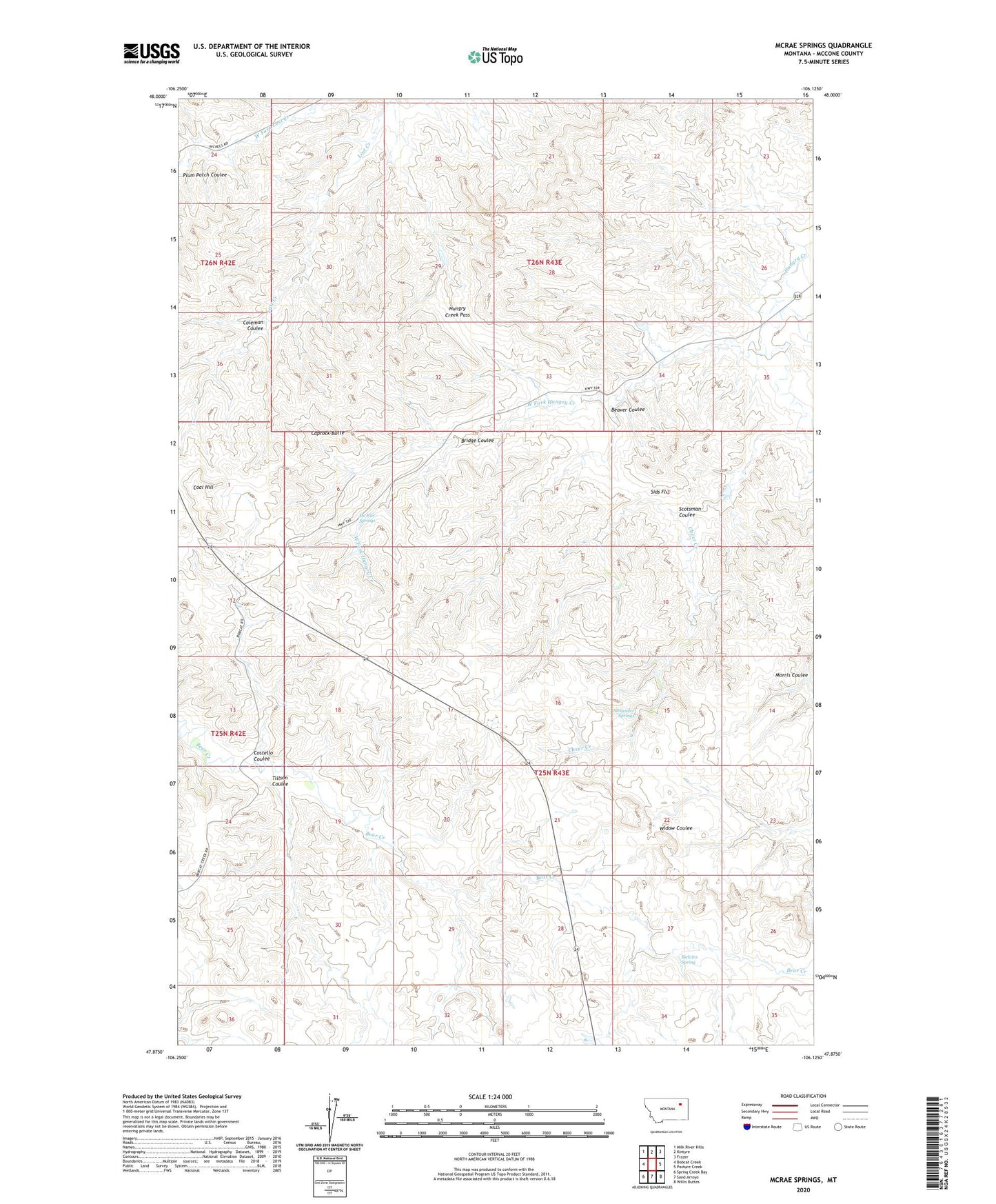 McRae Springs Montana US Topo Map Image