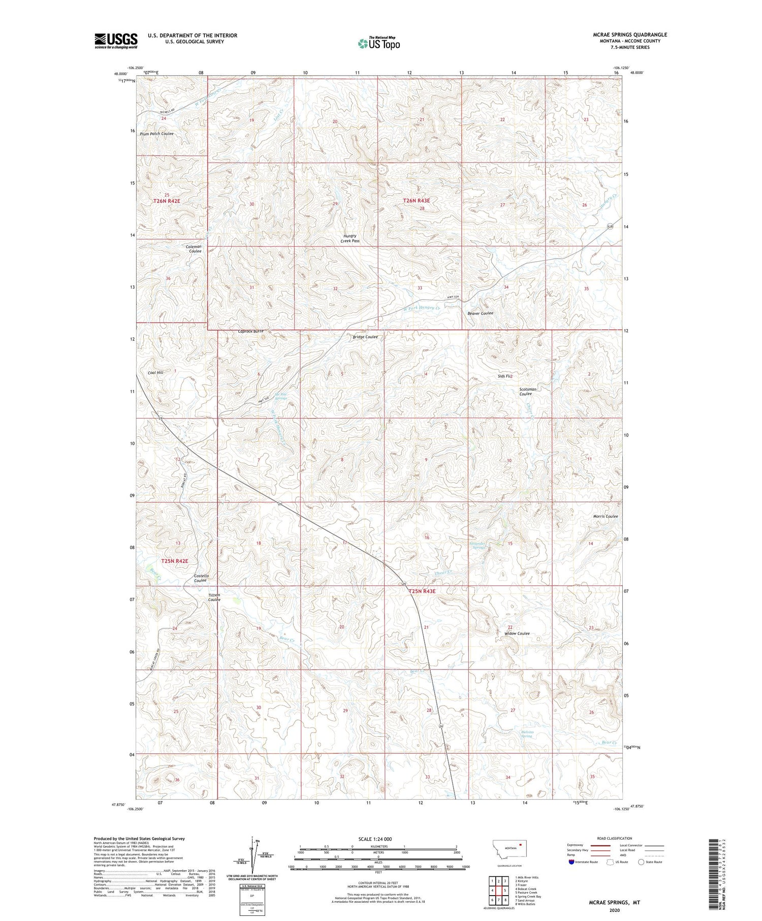 McRae Springs Montana US Topo Map Image