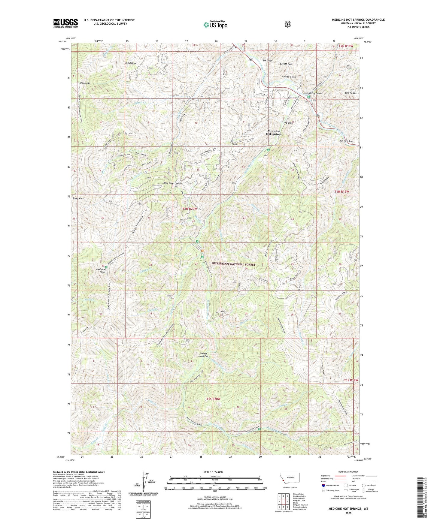 Medicine Hot Springs Montana US Topo Map Image