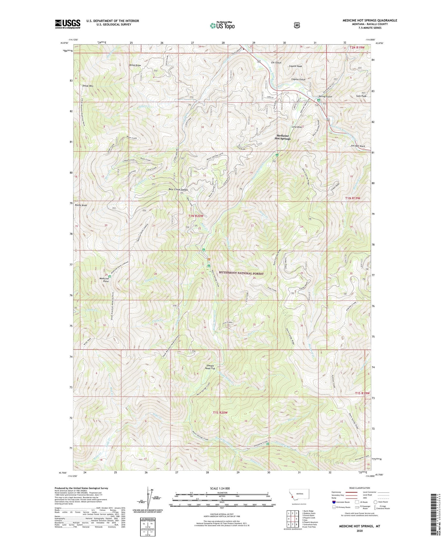 Medicine Hot Springs Montana US Topo Map Image