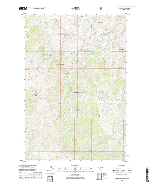 Medicine Hot Springs Montana US Topo Map Image