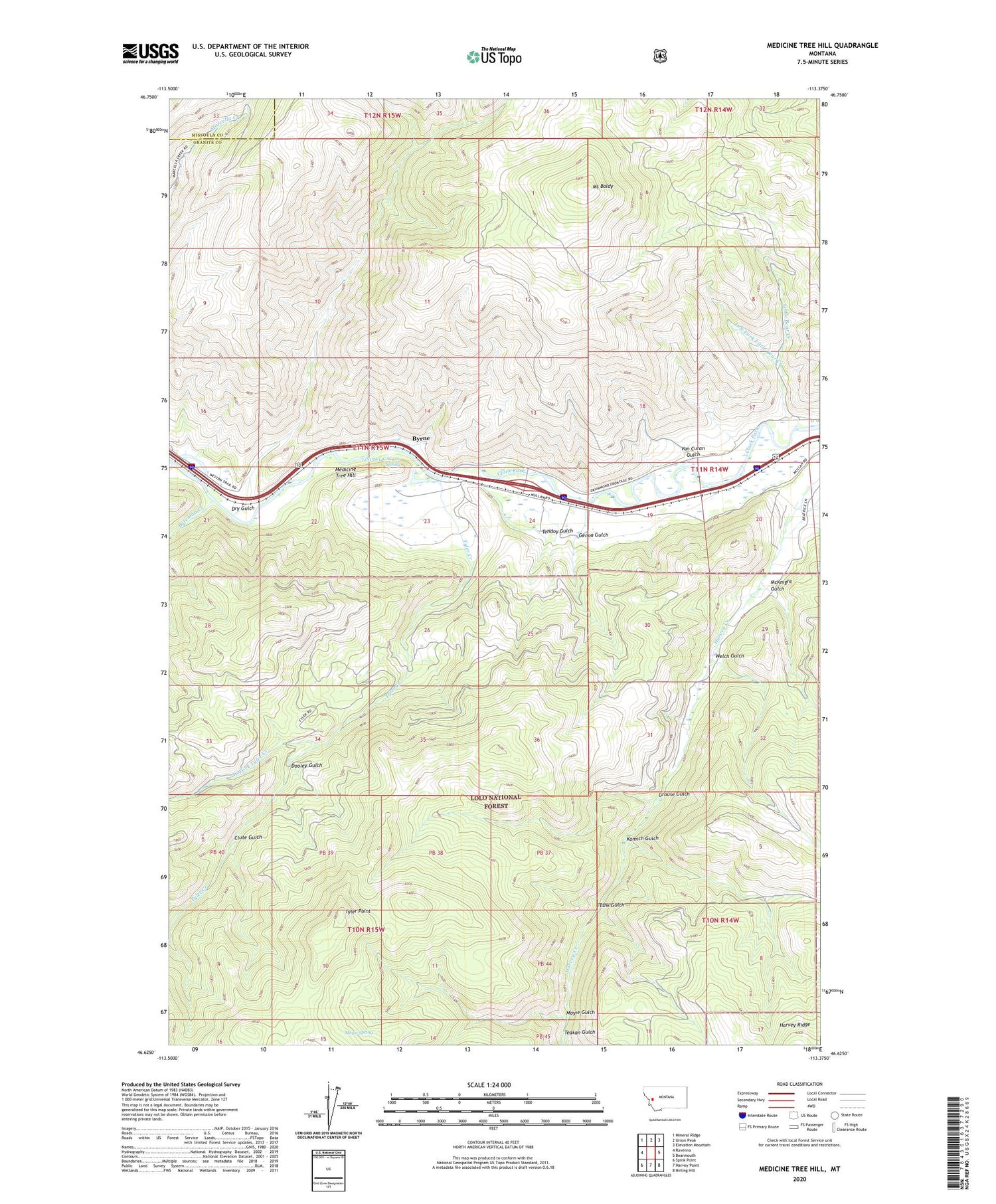 Medicine Tree Hill Montana US Topo Map Image