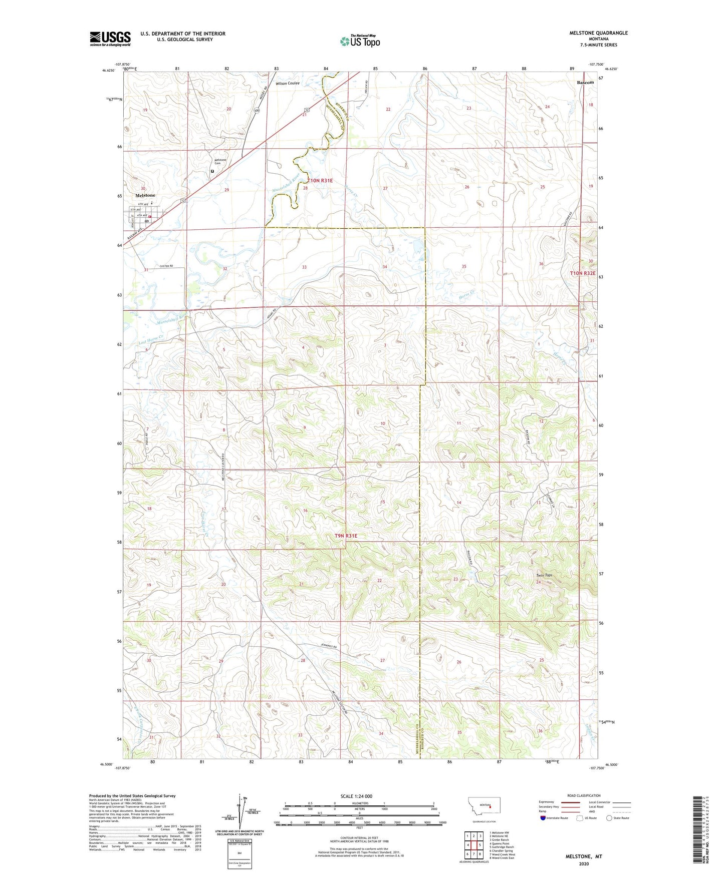 Melstone Montana US Topo Map Image