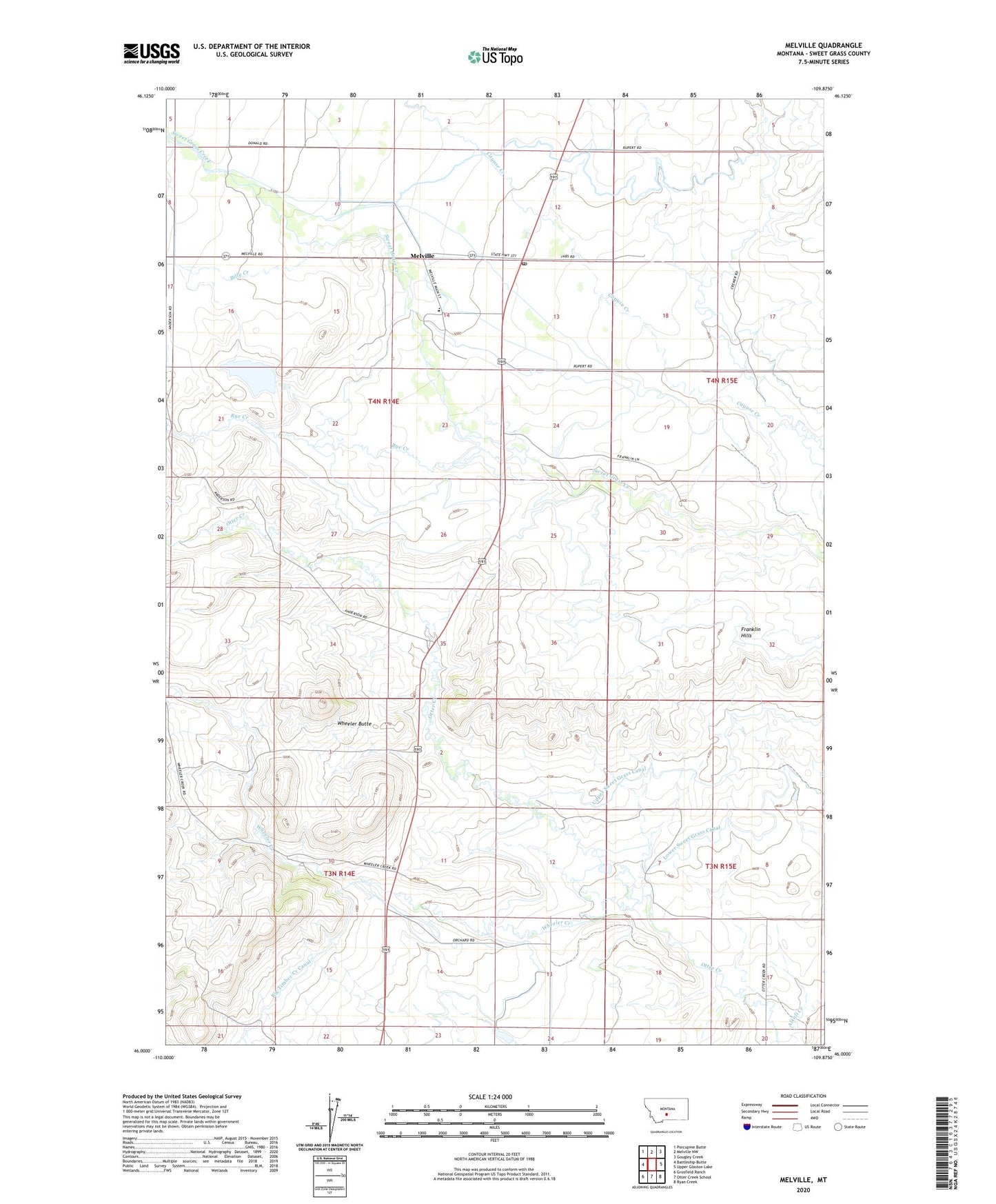 Melville Montana US Topo Map Image