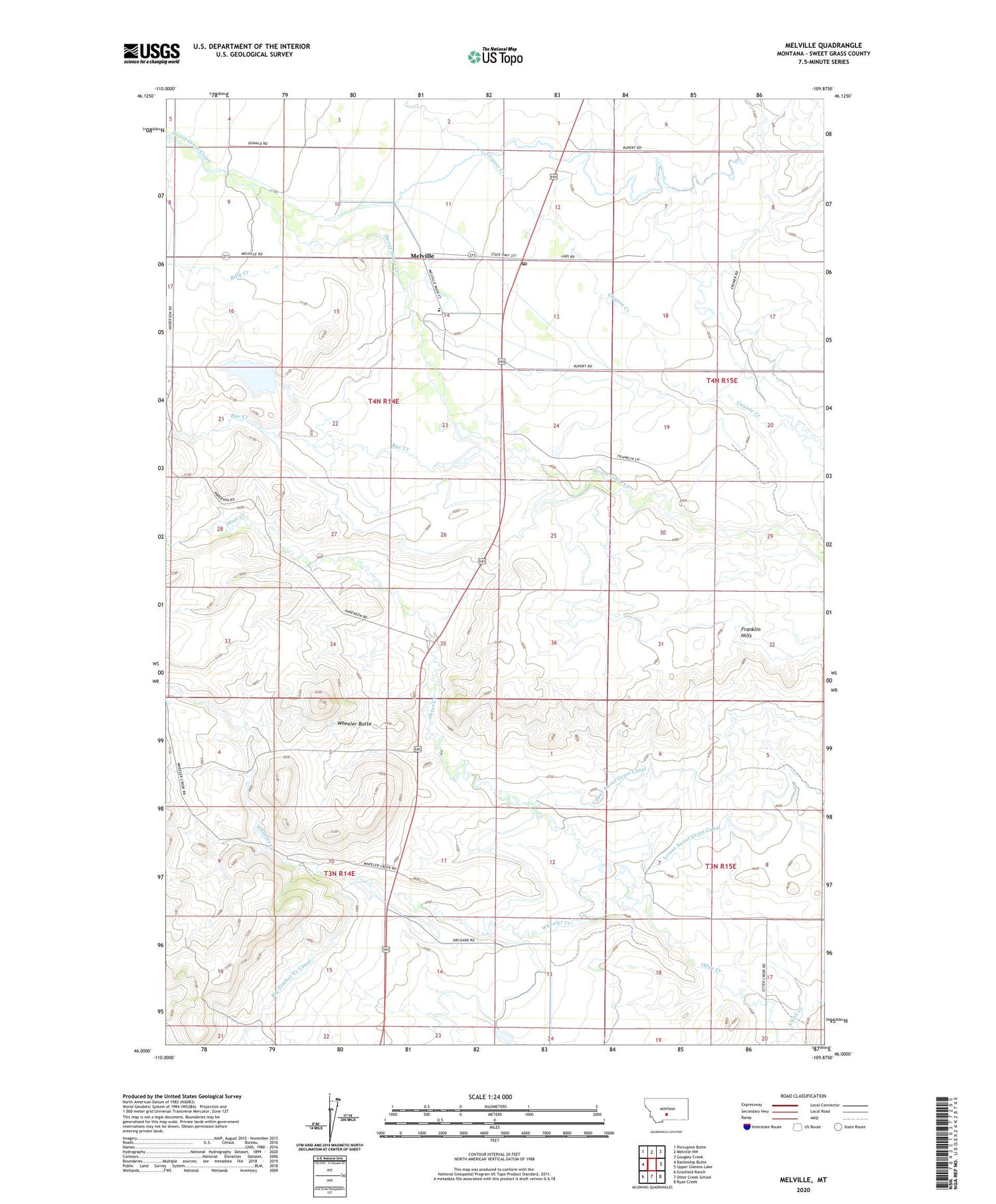 Melville Montana US Topo Map Image