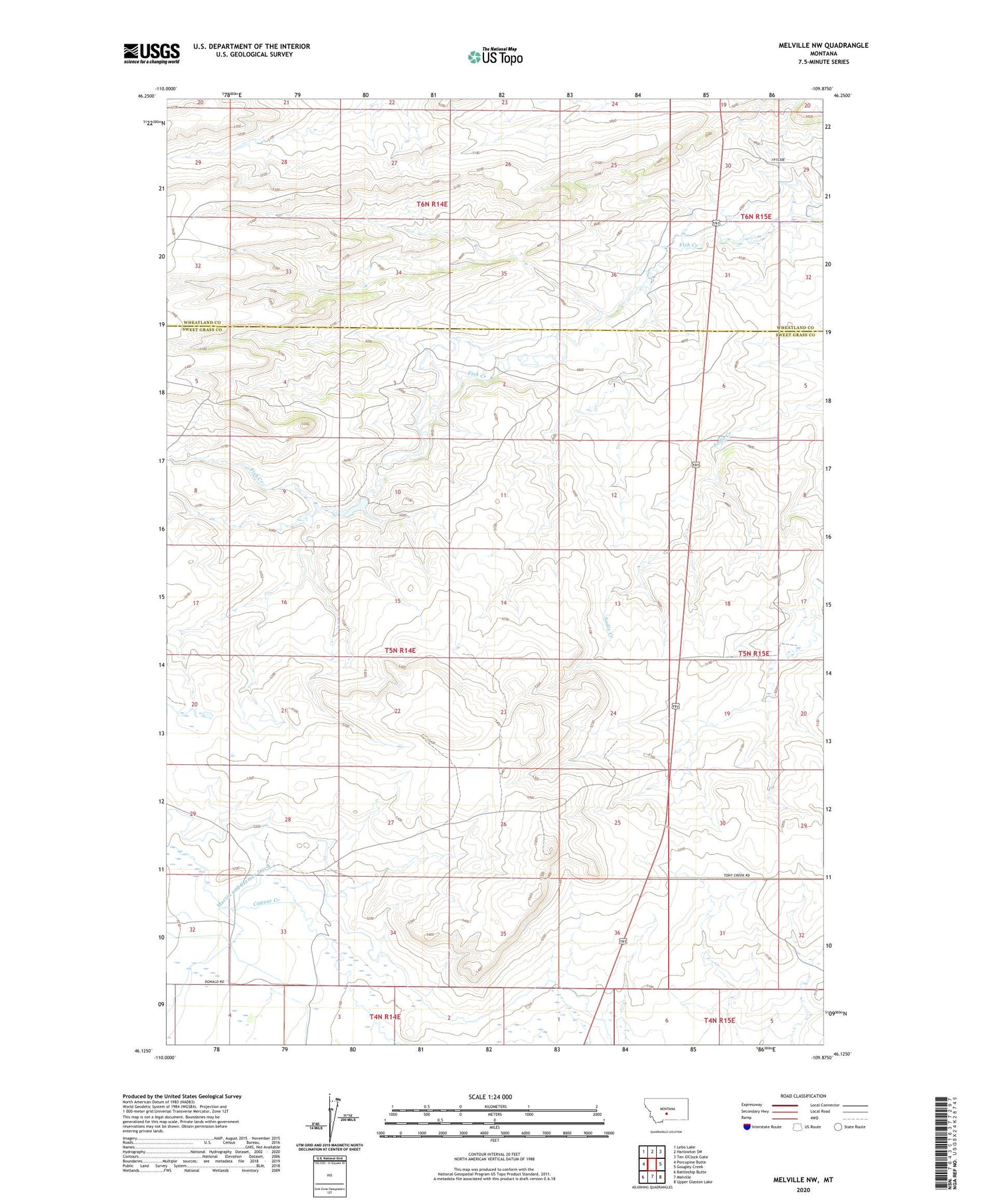 Melville NW Montana US Topo Map Image