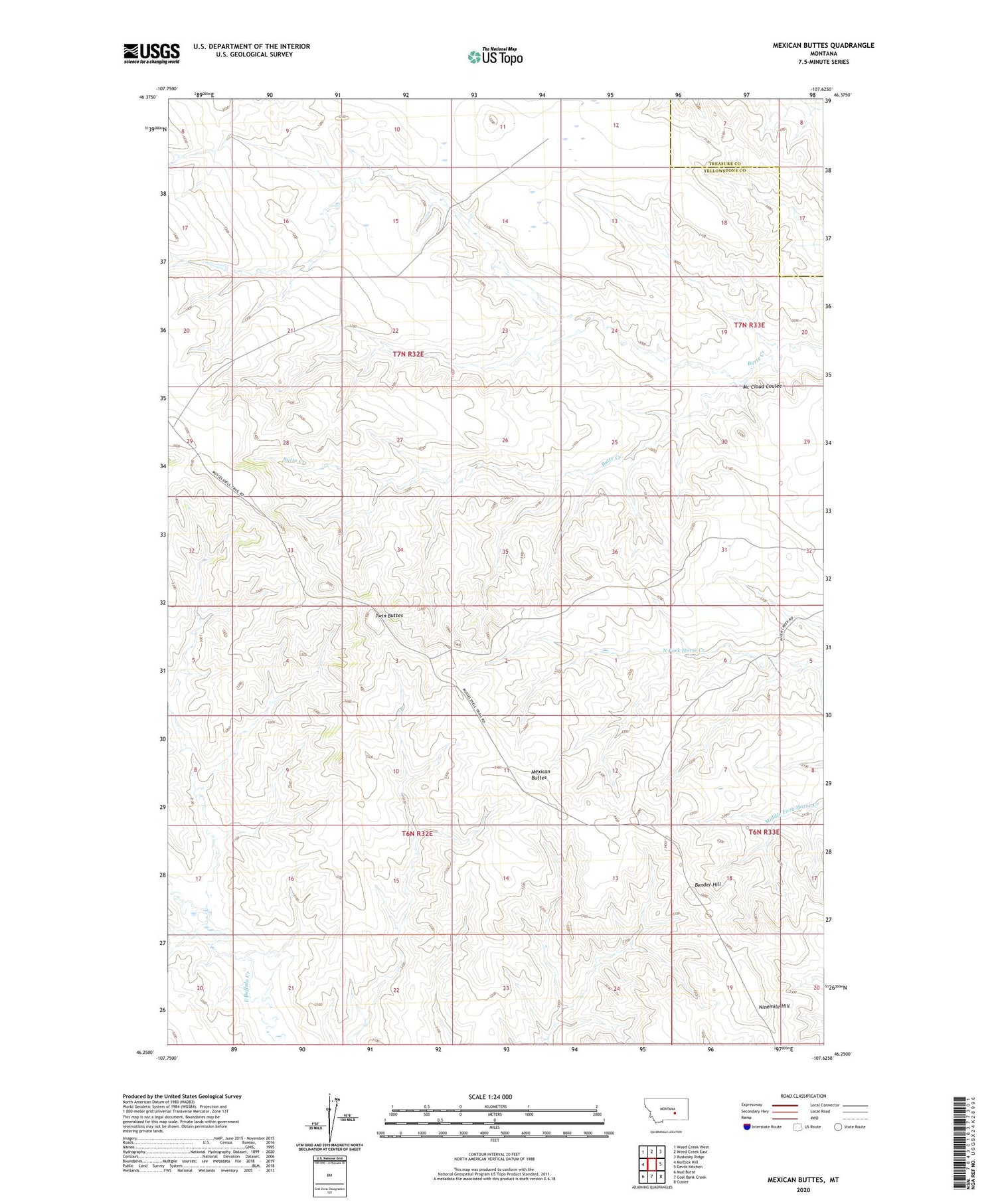 Mexican Buttes Montana US Topo Map Image