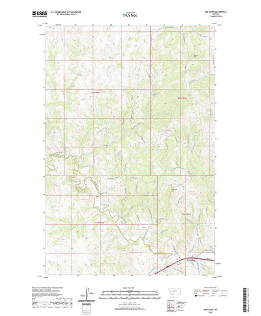 Mid Canon Montana US Topo Map Image