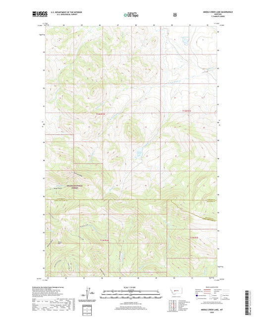 Middle Creek Lake Montana US Topo Map Image