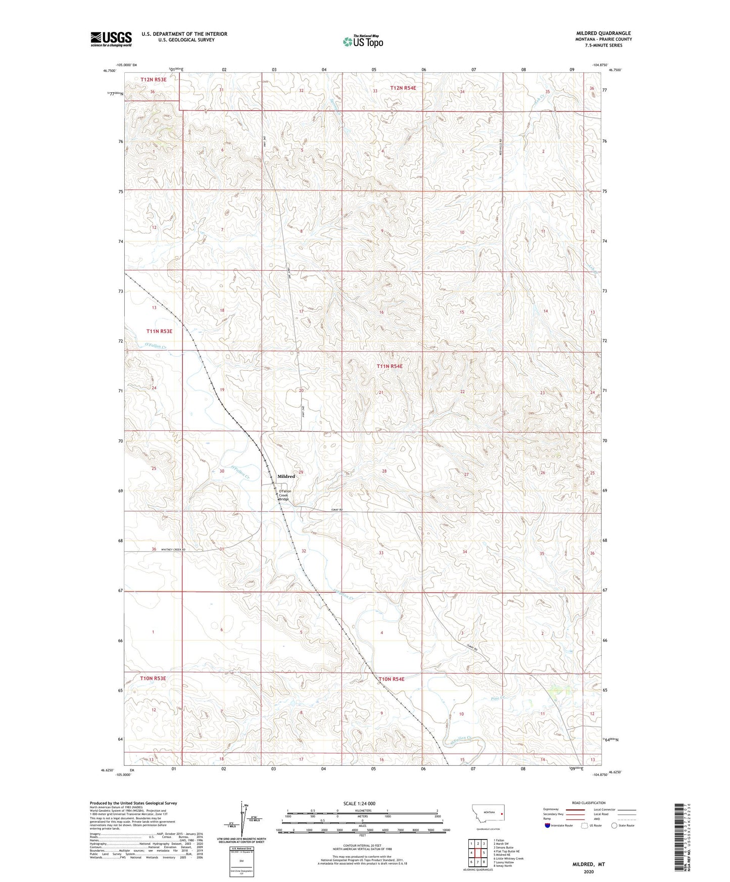 Mildred Montana US Topo Map Image