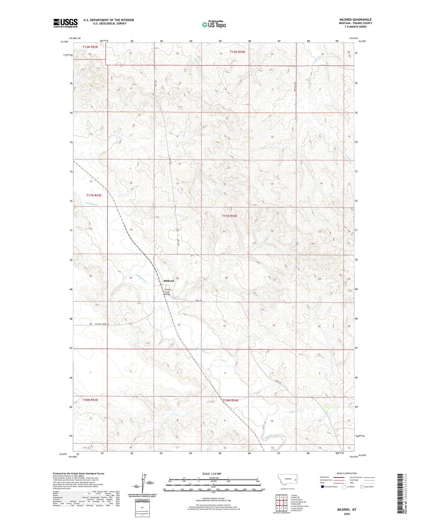 Mildred Montana US Topo Map Image