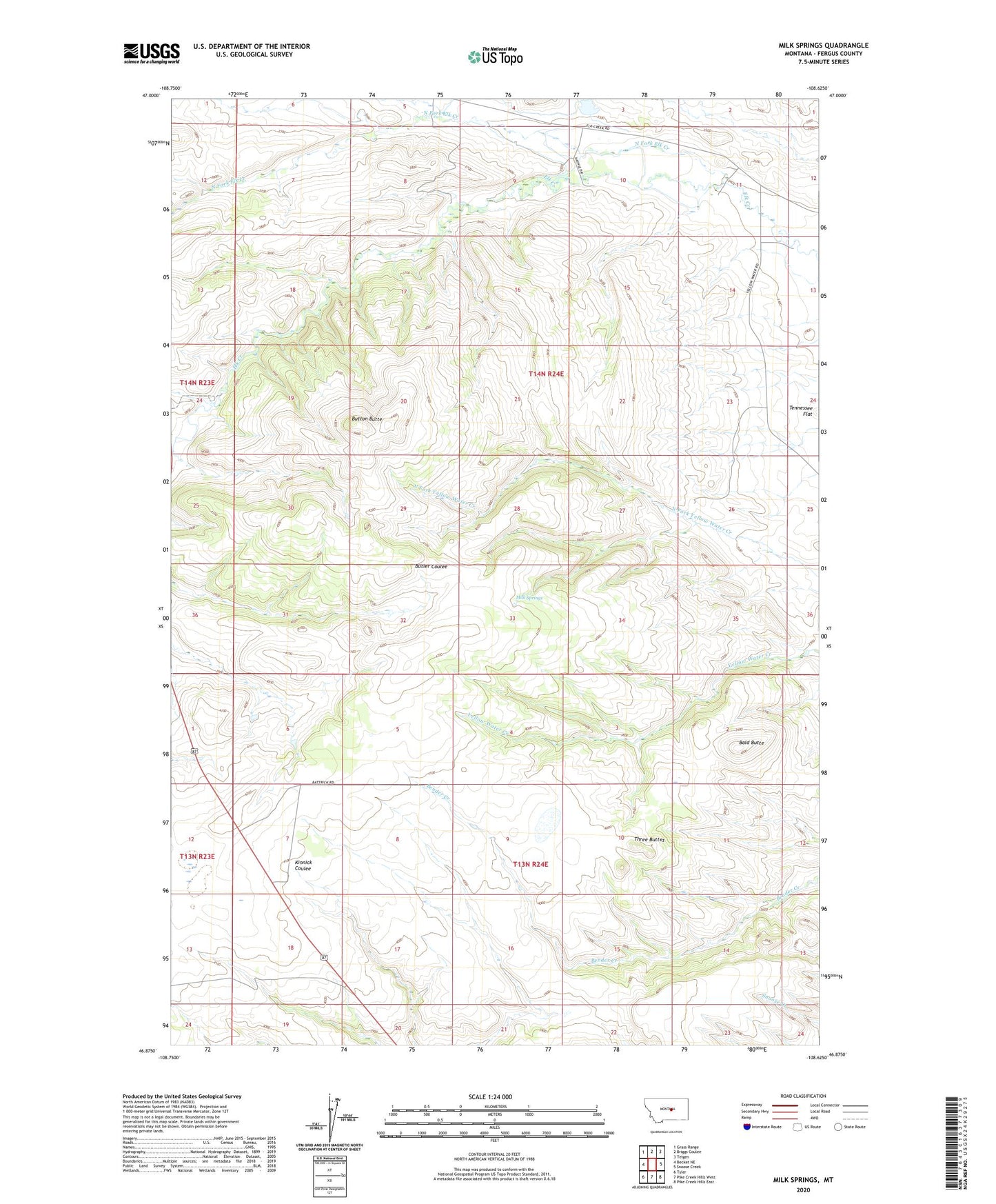 Milk Springs Montana US Topo Map Image