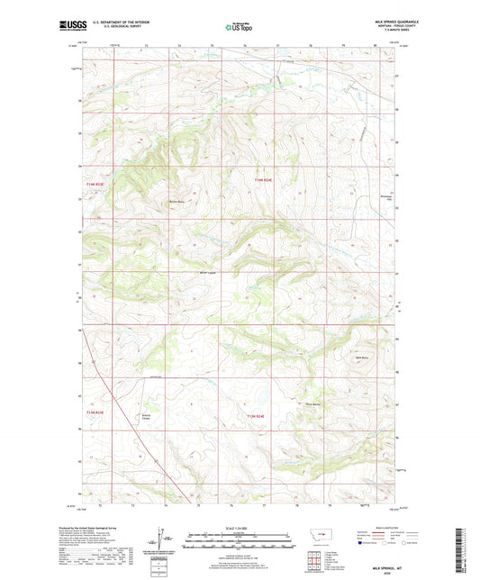 Milk Springs Montana US Topo Map Image
