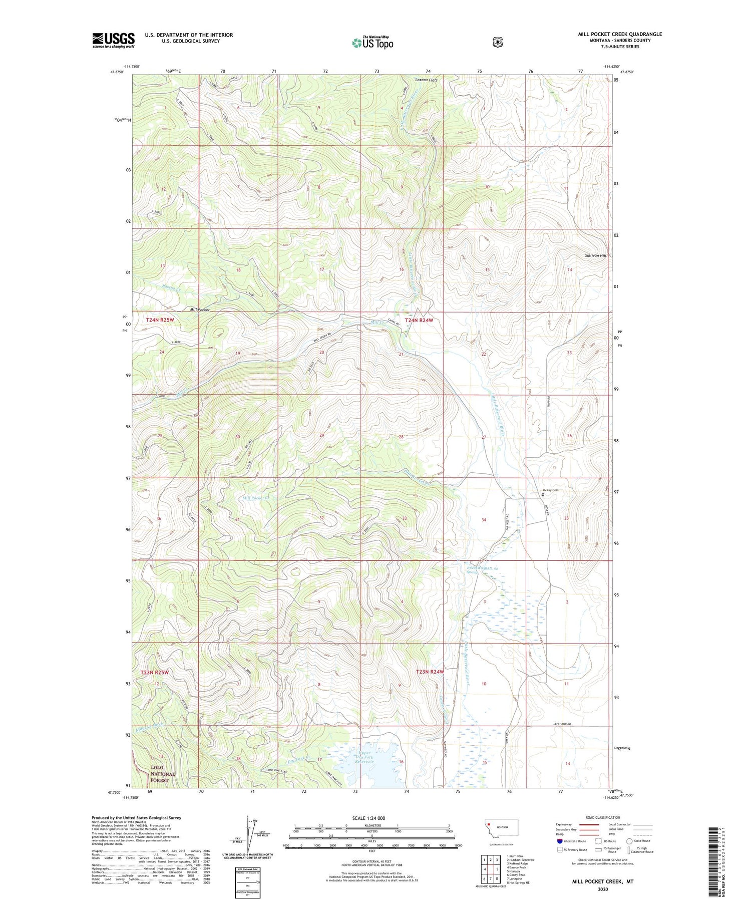 Mill Pocket Creek Montana US Topo Map Image