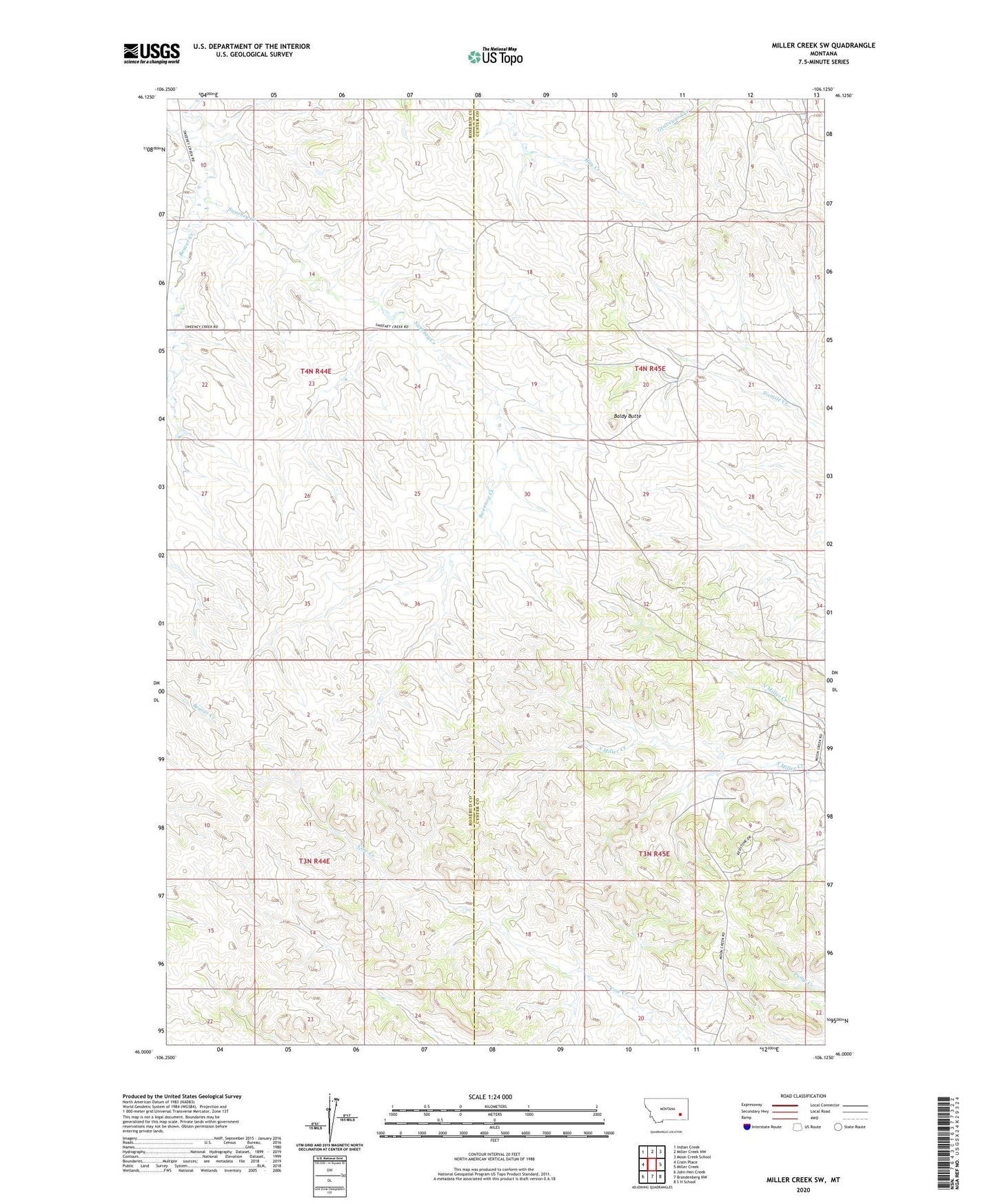 Miller Creek SW Montana US Topo Map Image