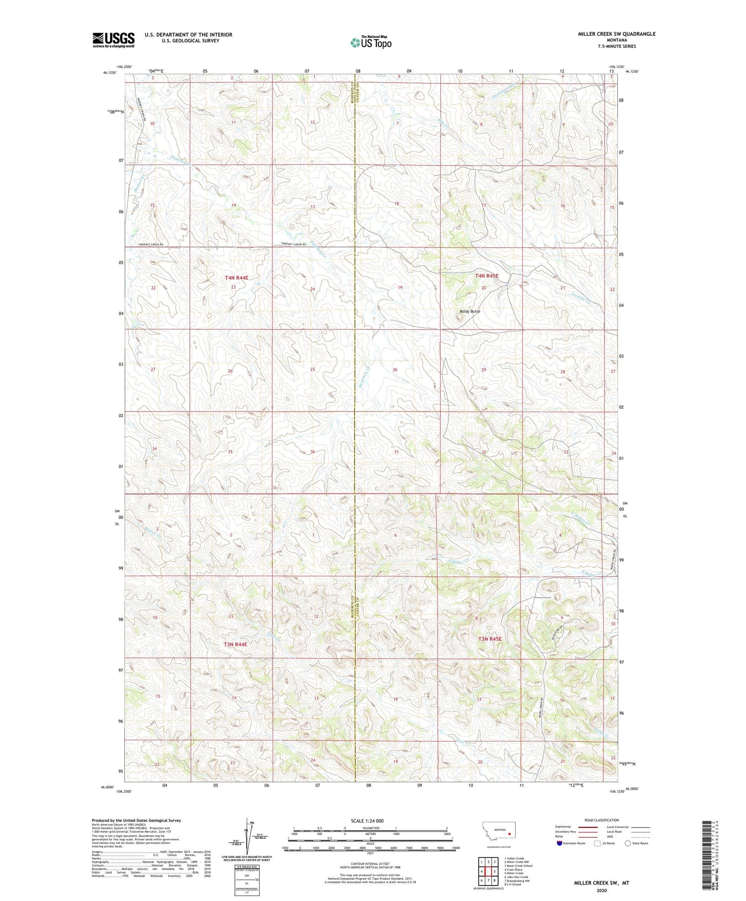 Miller Creek SW Montana US Topo Map Image