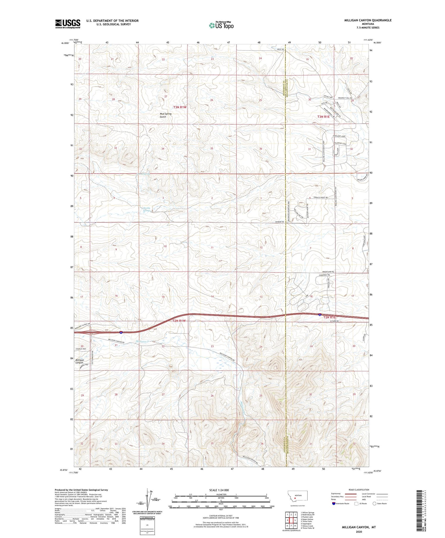 Milligan Canyon Montana US Topo Map Image
