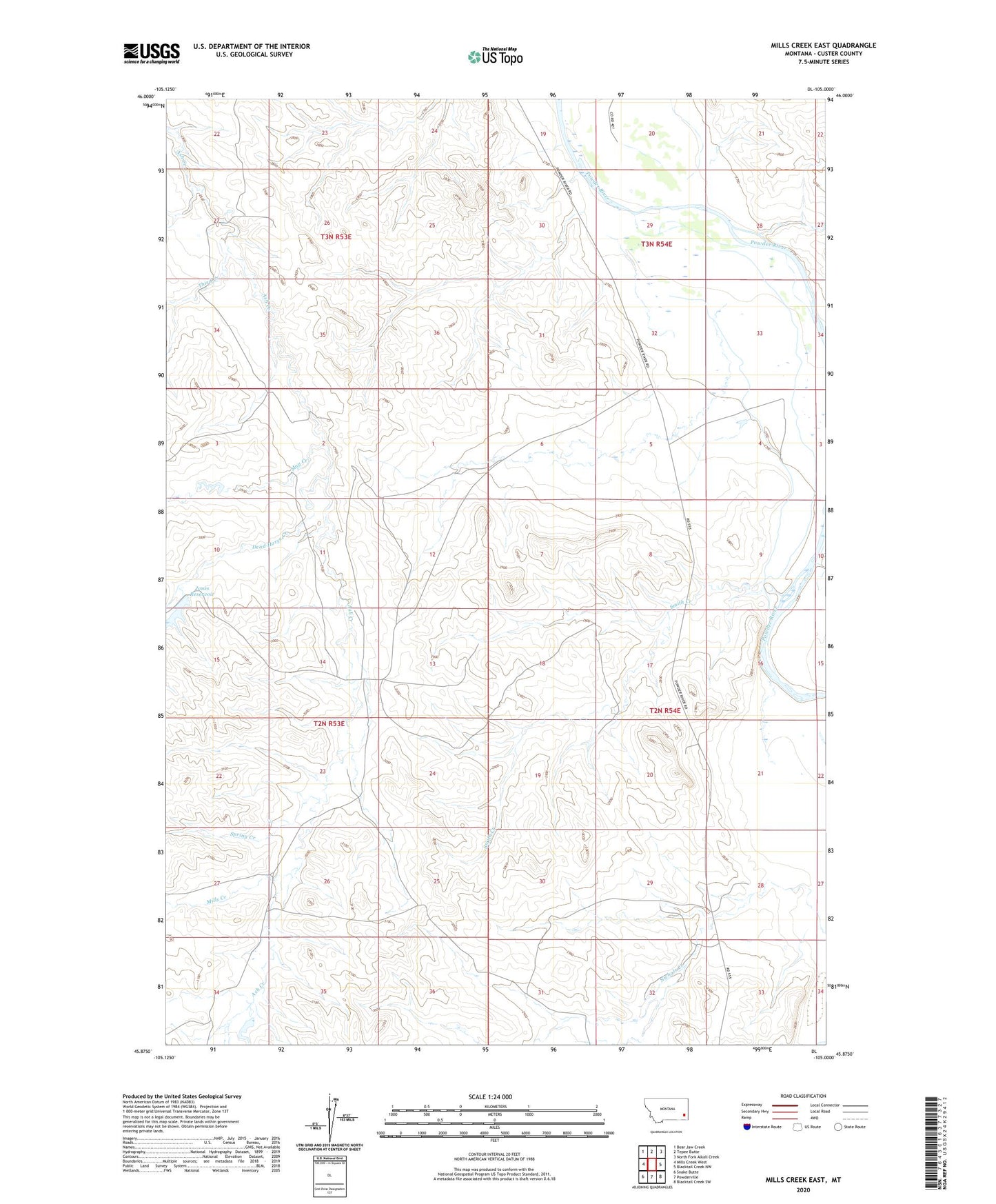 Mills Creek East Montana US Topo Map Image