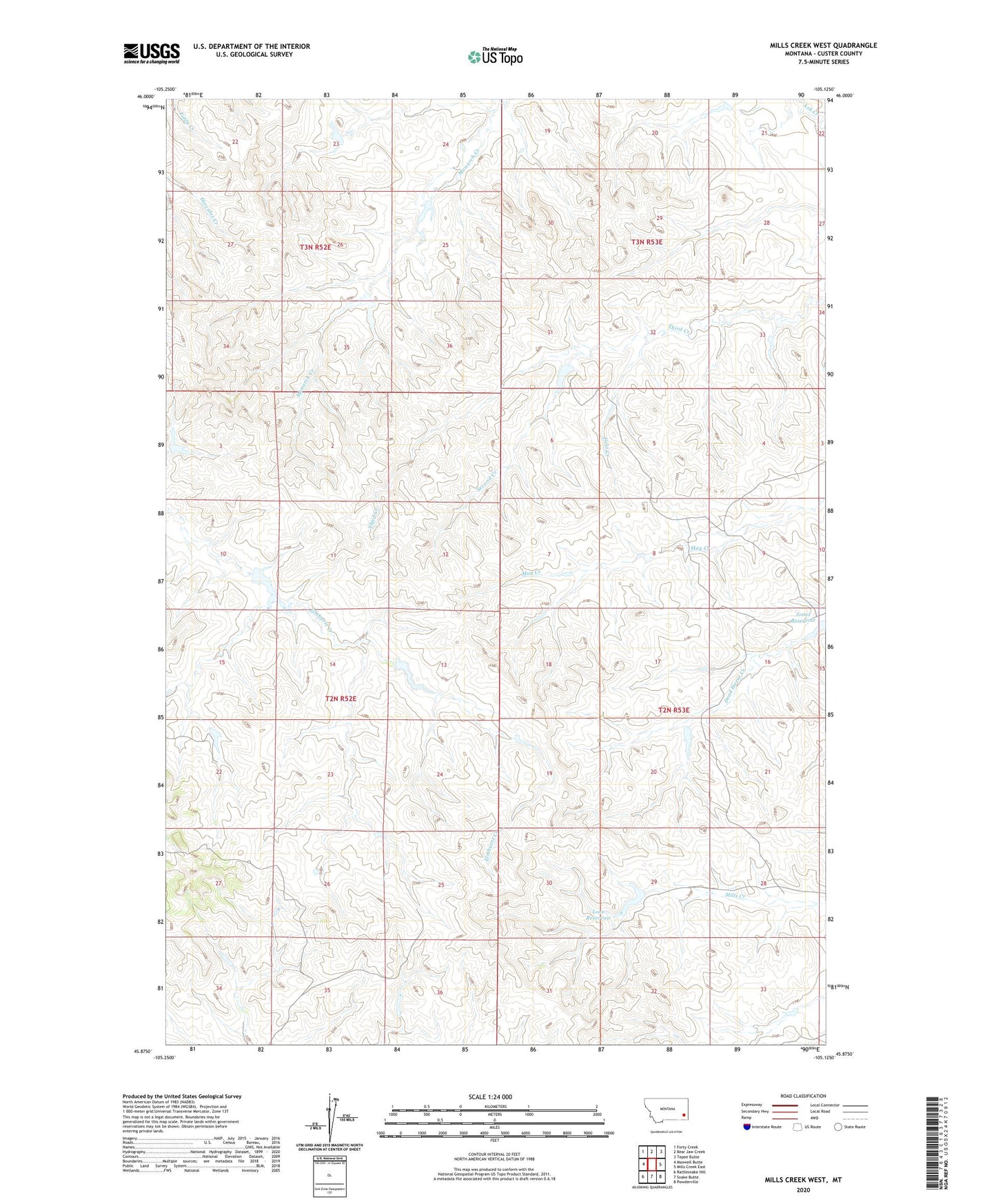 Mills Creek West Montana US Topo Map Image