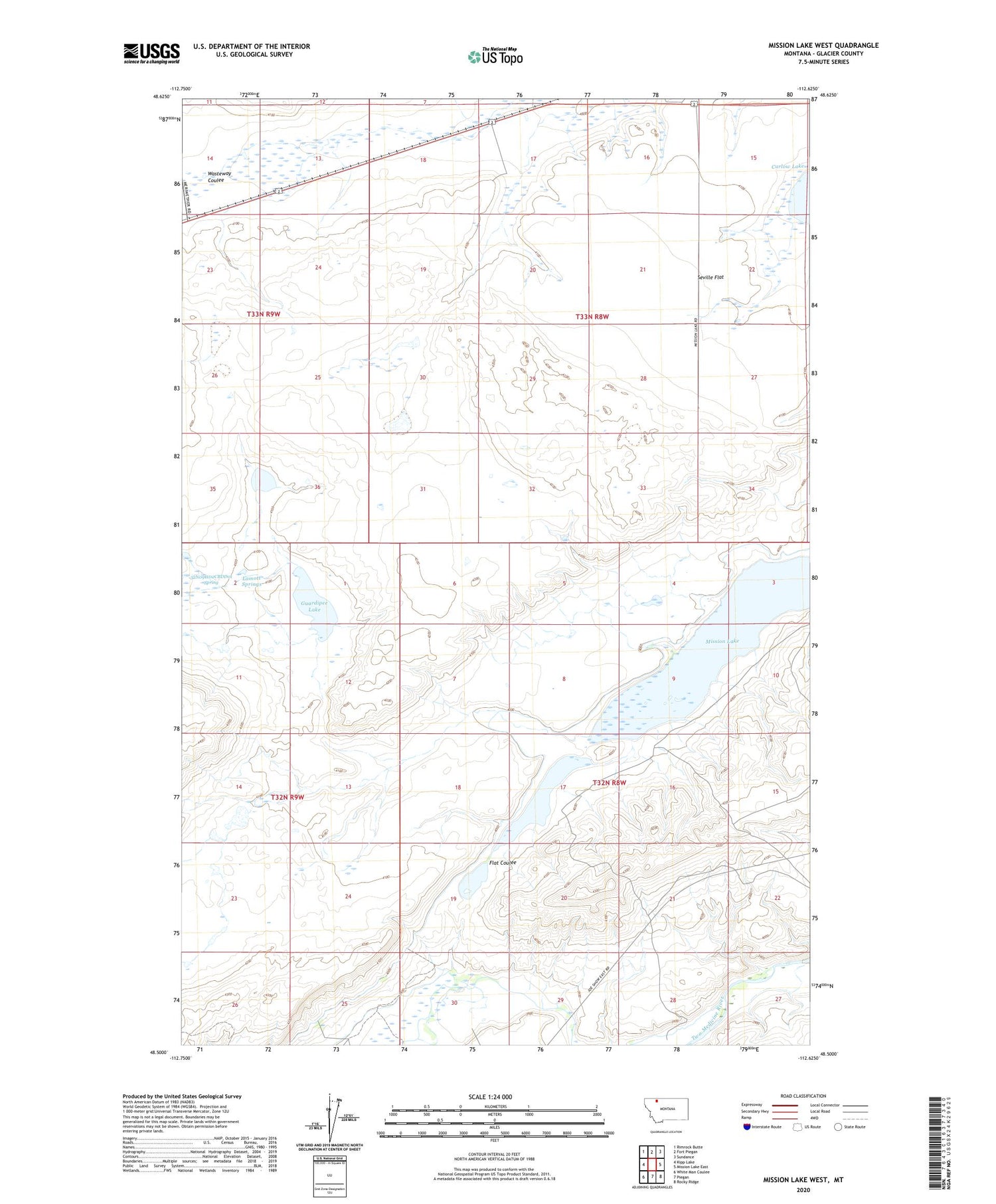 Mission Lake West Montana US Topo Map Image