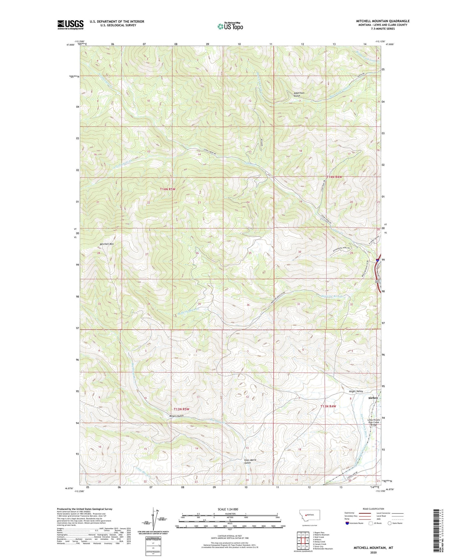 Mitchell Mountain Montana US Topo Map Image