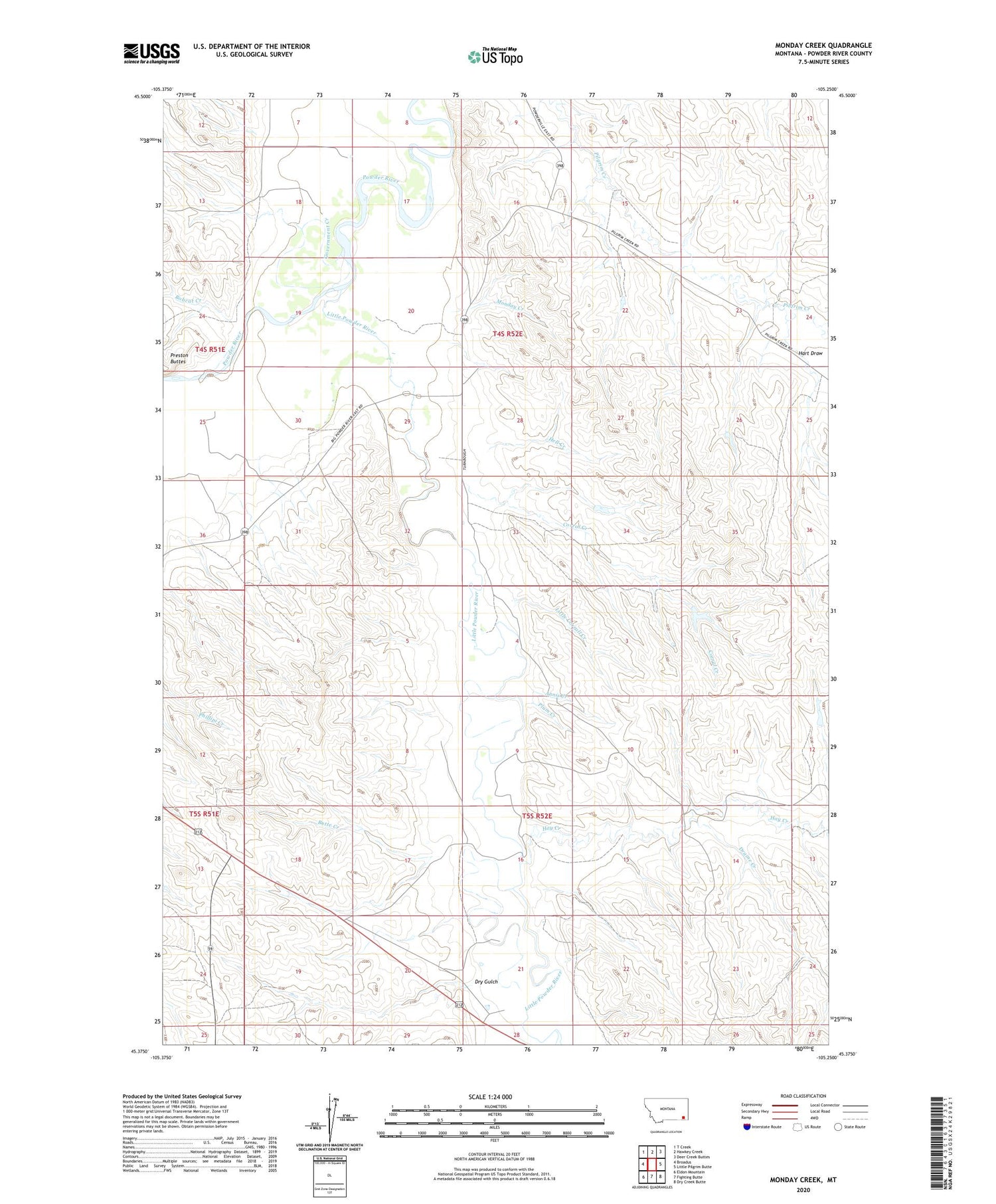 Monday Creek Montana US Topo Map Image