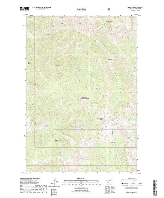Monitor Peak Montana US Topo Map Image
