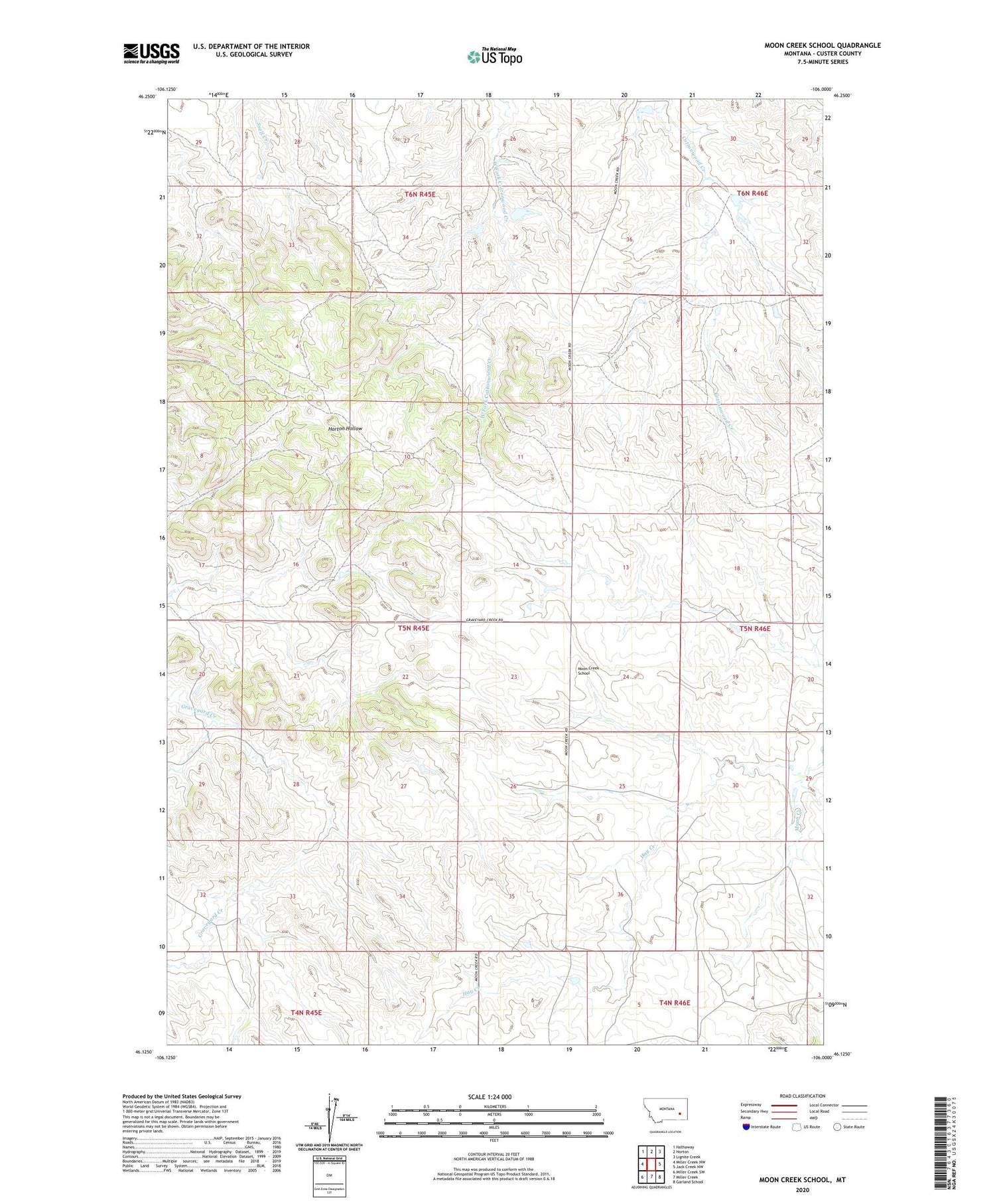 Moon Creek School Montana US Topo Map Image