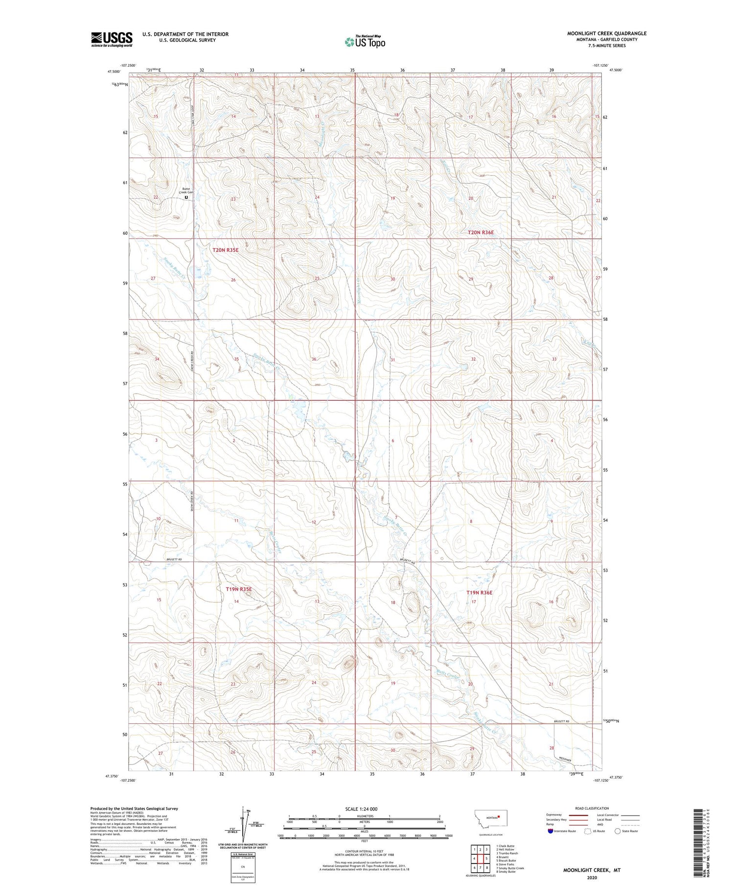 Moonlight Creek Montana US Topo Map Image