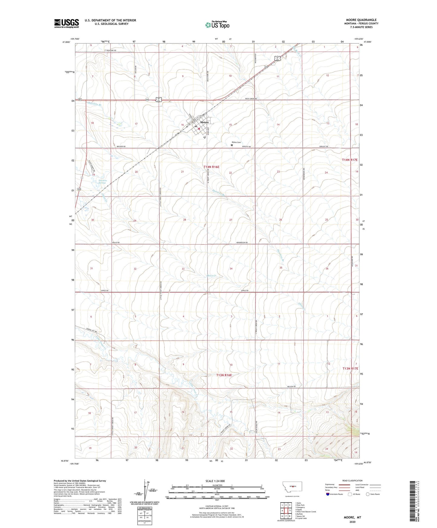 Moore Montana US Topo Map Image