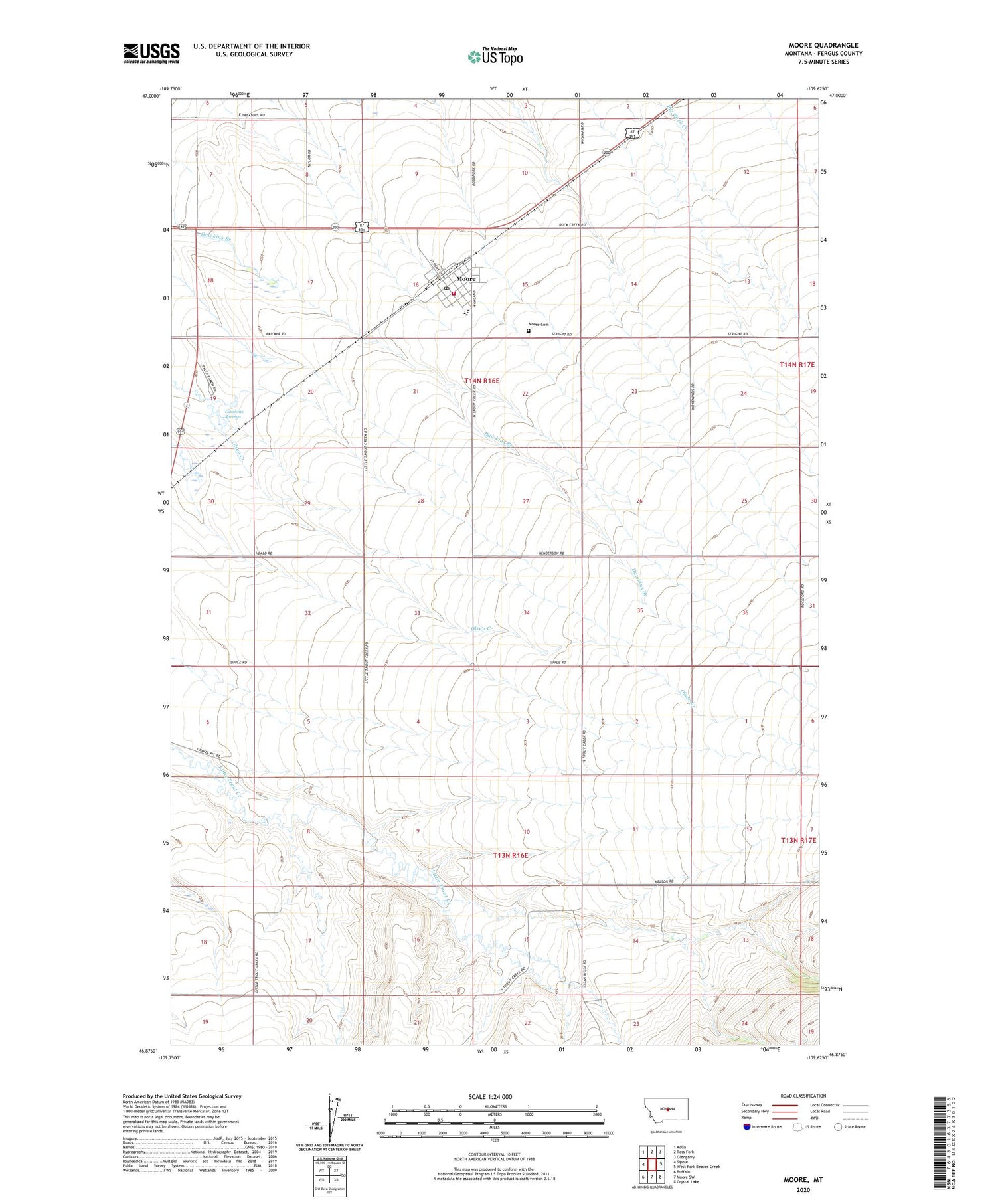 Moore Montana US Topo Map Image