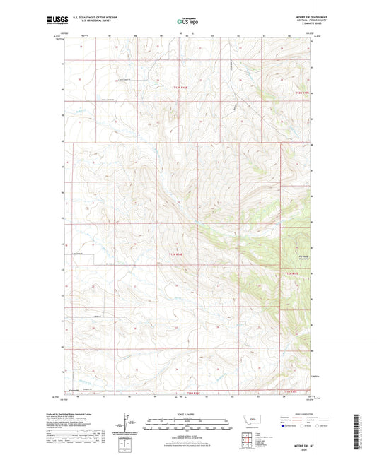 Moore SW Montana US Topo Map Image