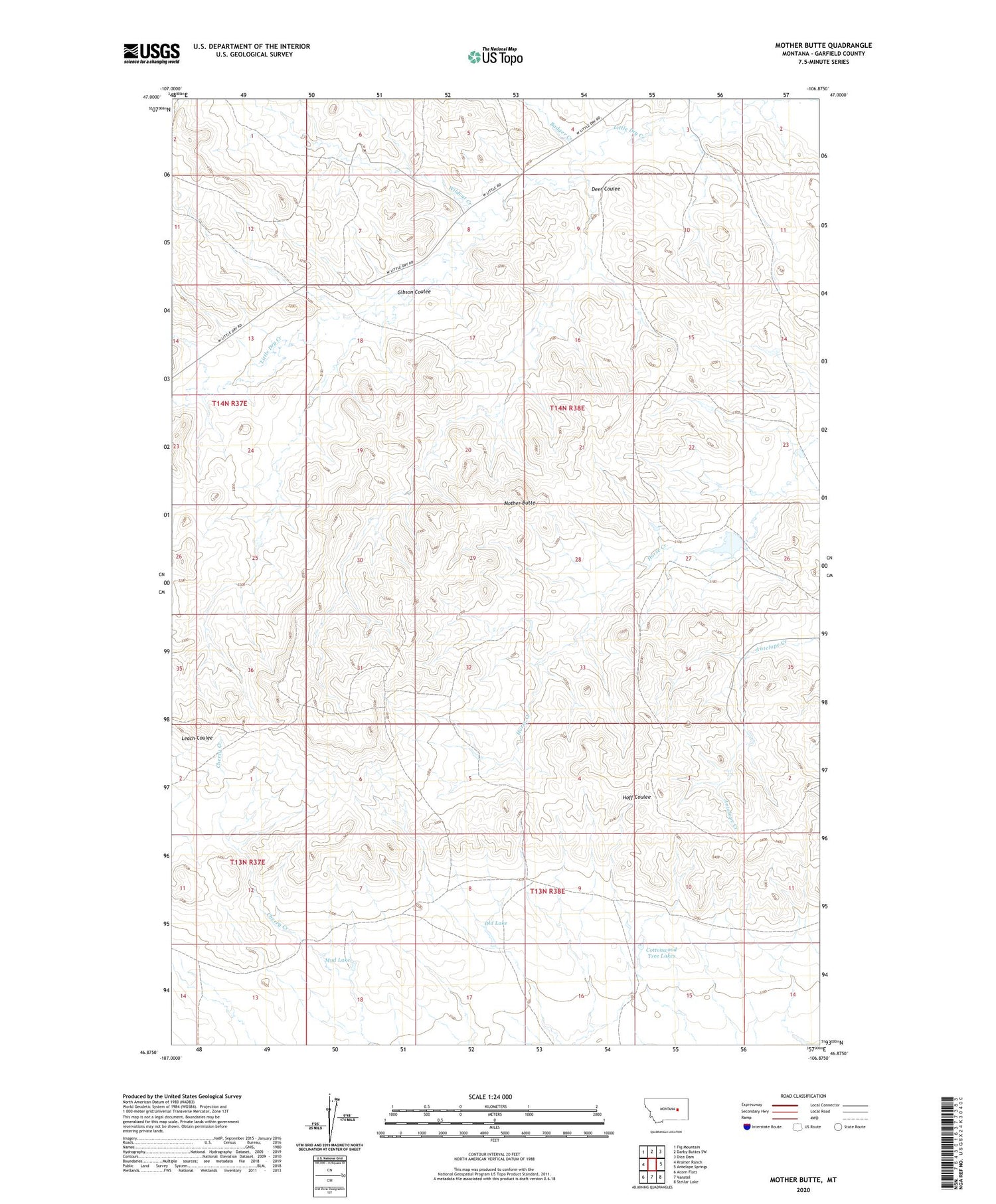 Mother Butte Montana US Topo Map Image