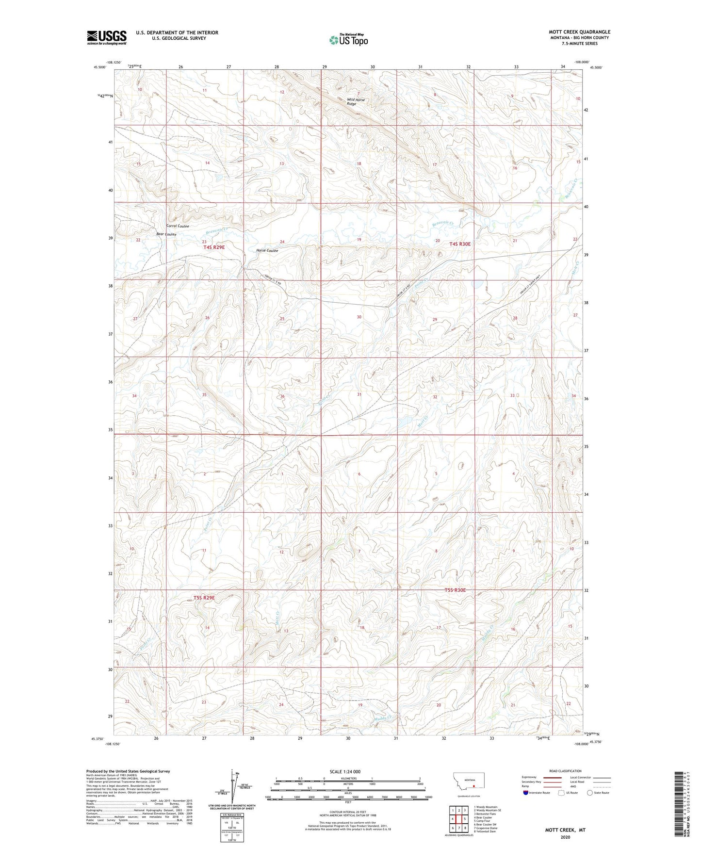 Mott Creek Montana US Topo Map Image