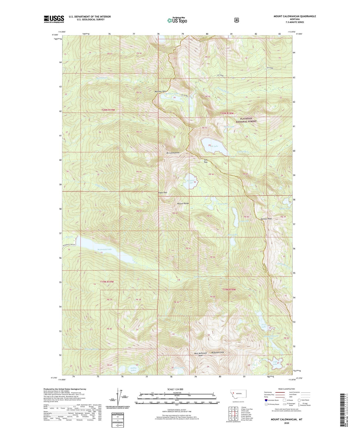 Mount Calowahcan Montana US Topo Map Image
