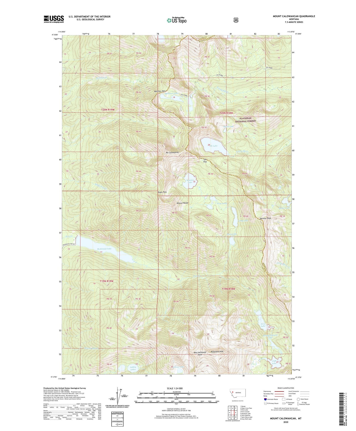 Mount Calowahcan Montana US Topo Map Image