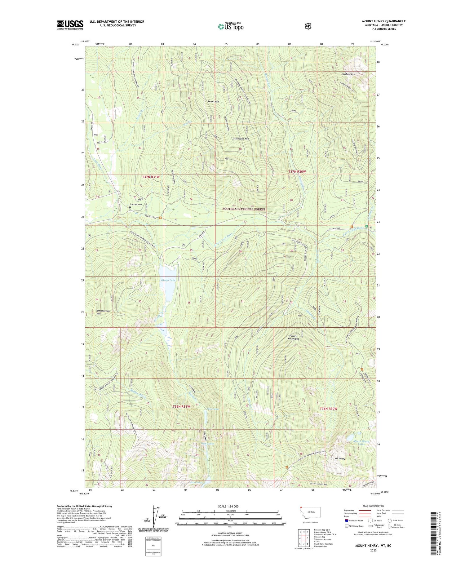 Mount Henry Montana US Topo Map Image