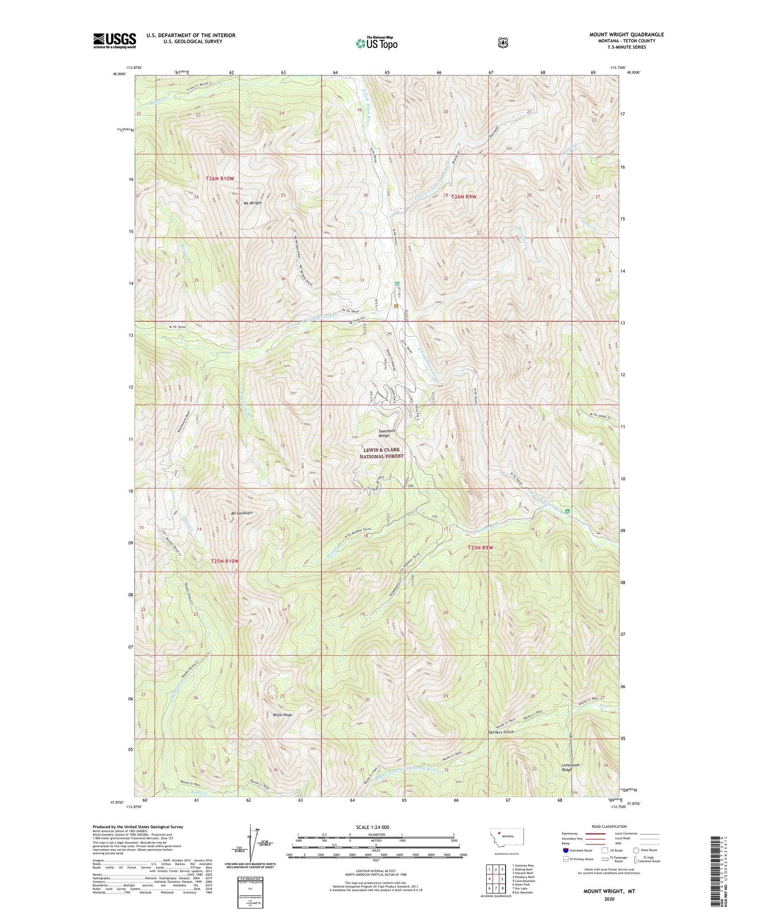 Mount Wright Montana US Topo Map Image
