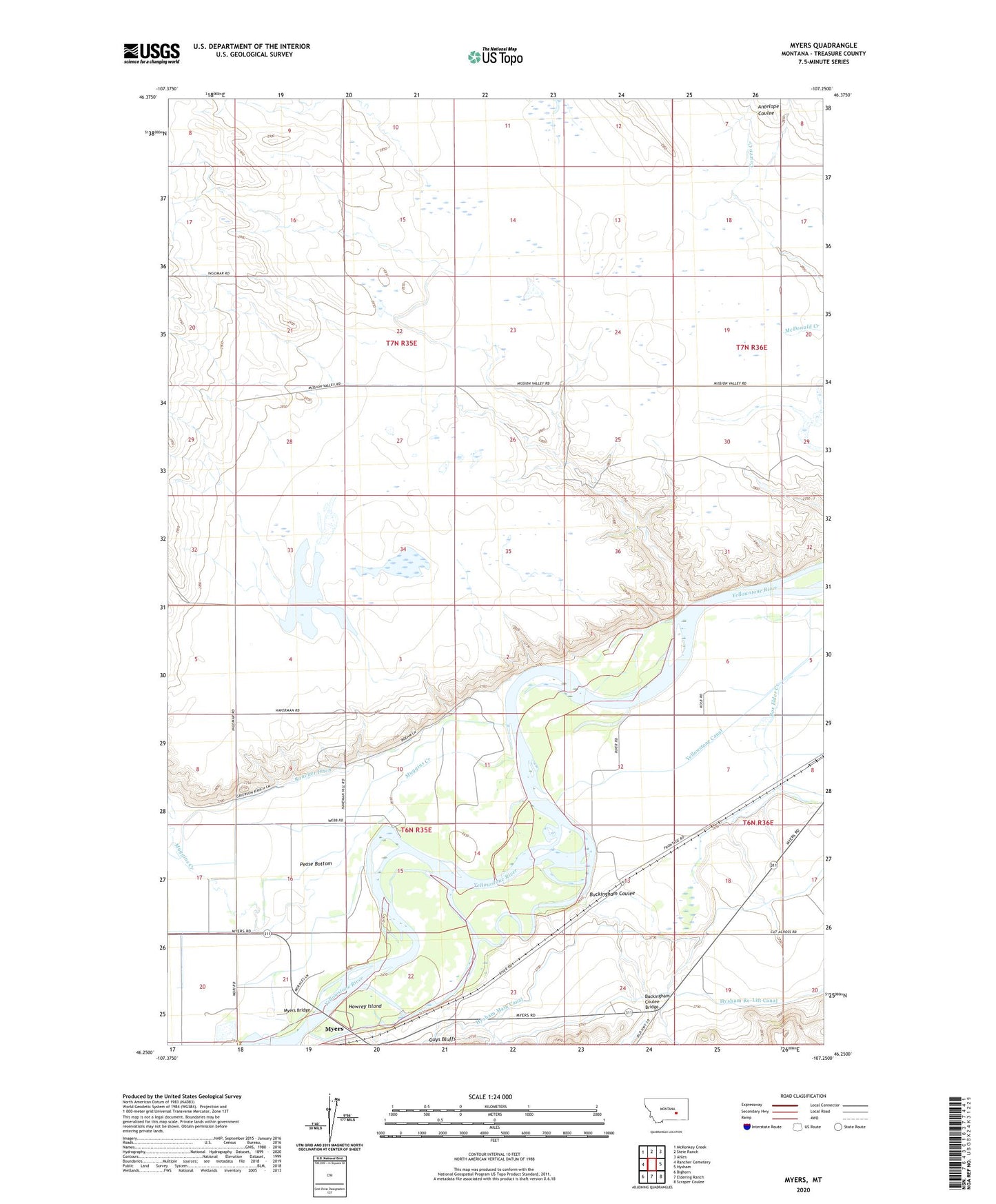Myers Montana US Topo Map Image