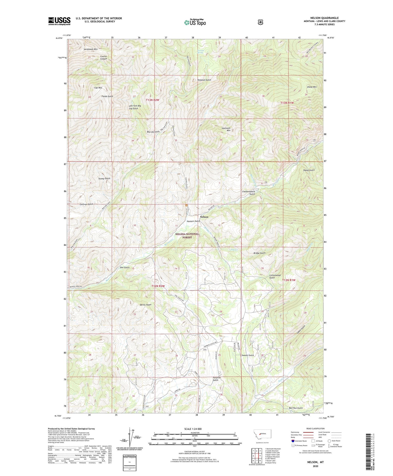 Nelson Montana US Topo Map Image