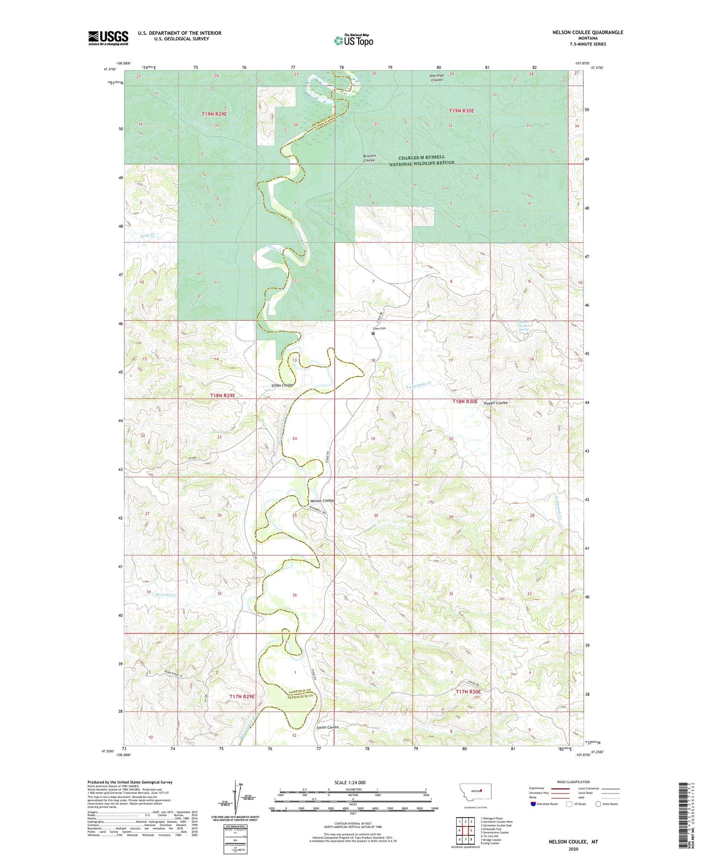 Nelson Coulee Montana US Topo Map Image