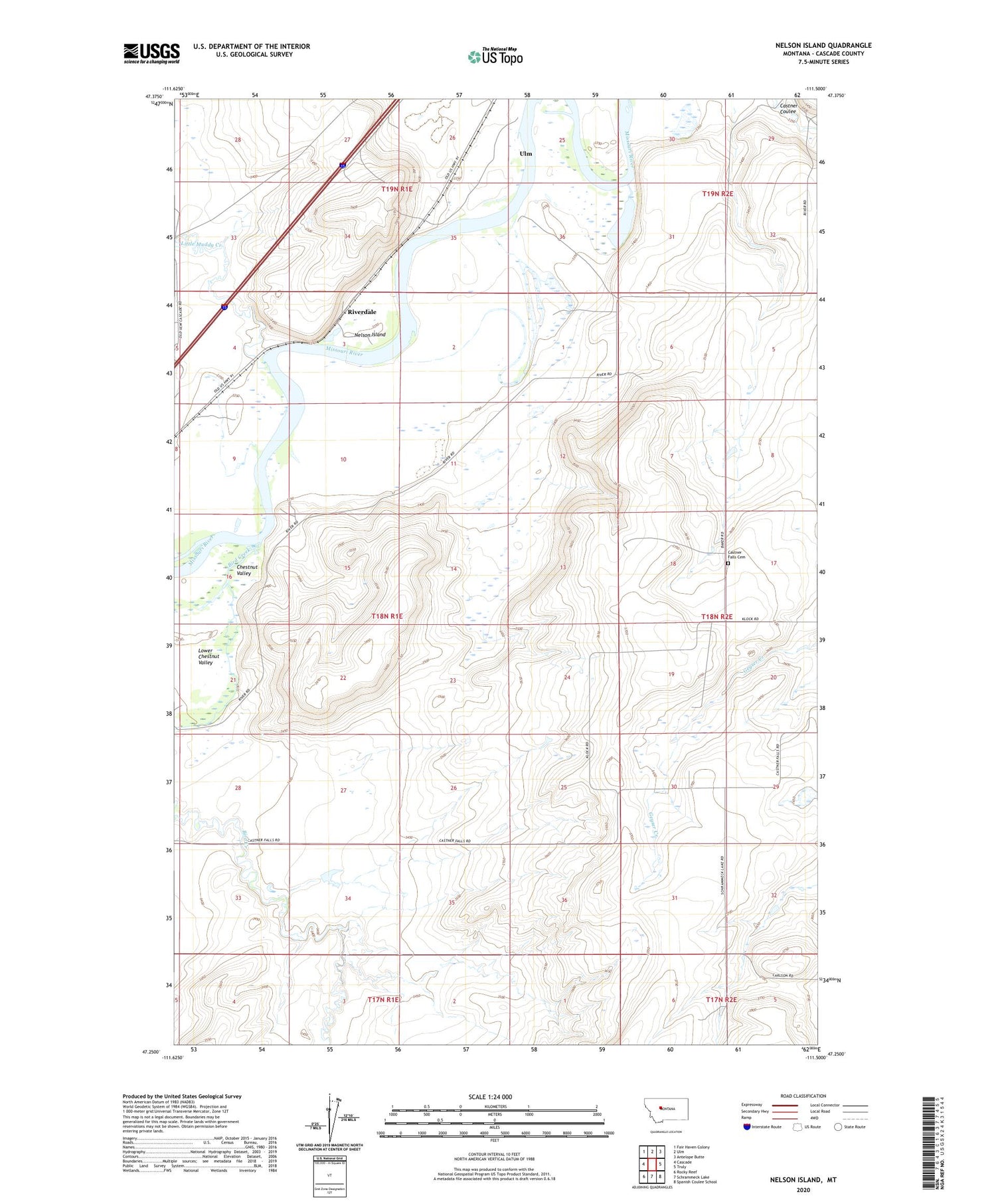 Nelson Island Montana US Topo Map Image