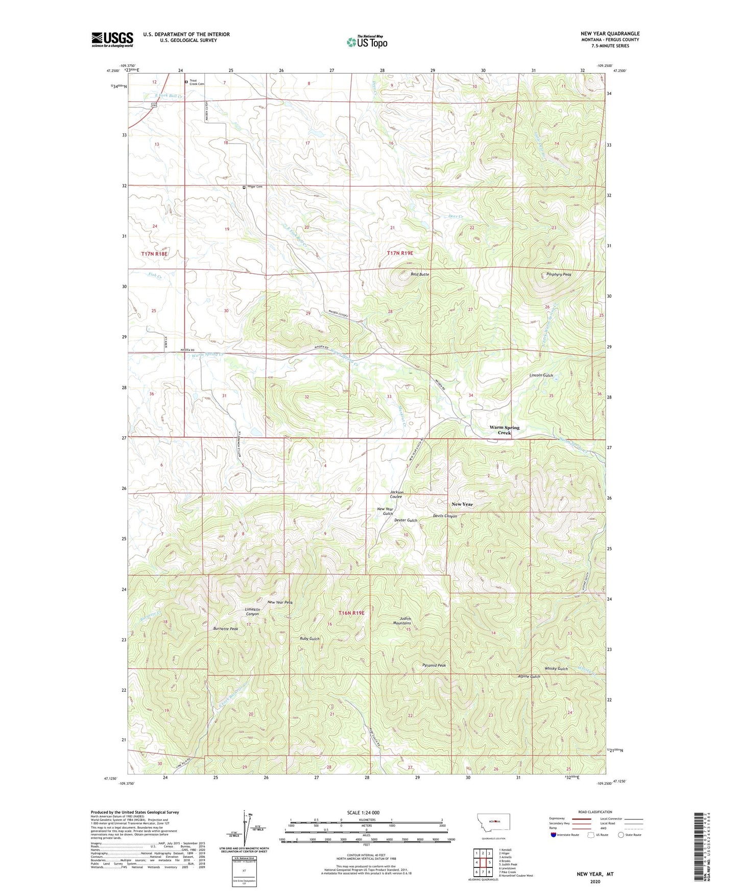New Year Montana US Topo Map Image