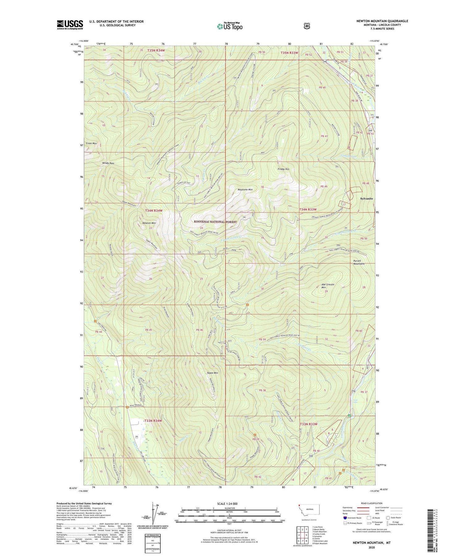 Newton Mountain Montana US Topo Map Image