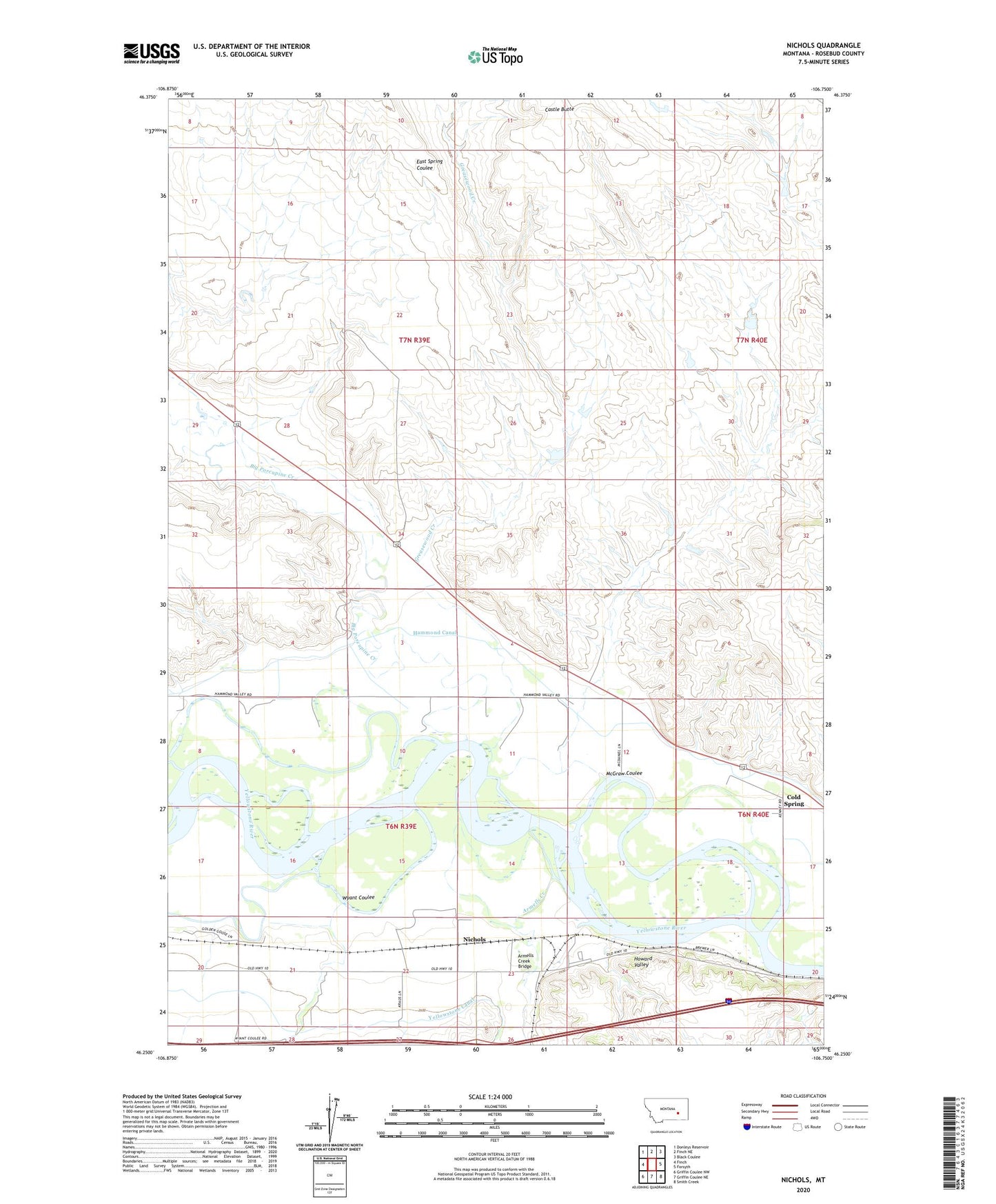 Nichols Montana US Topo Map Image