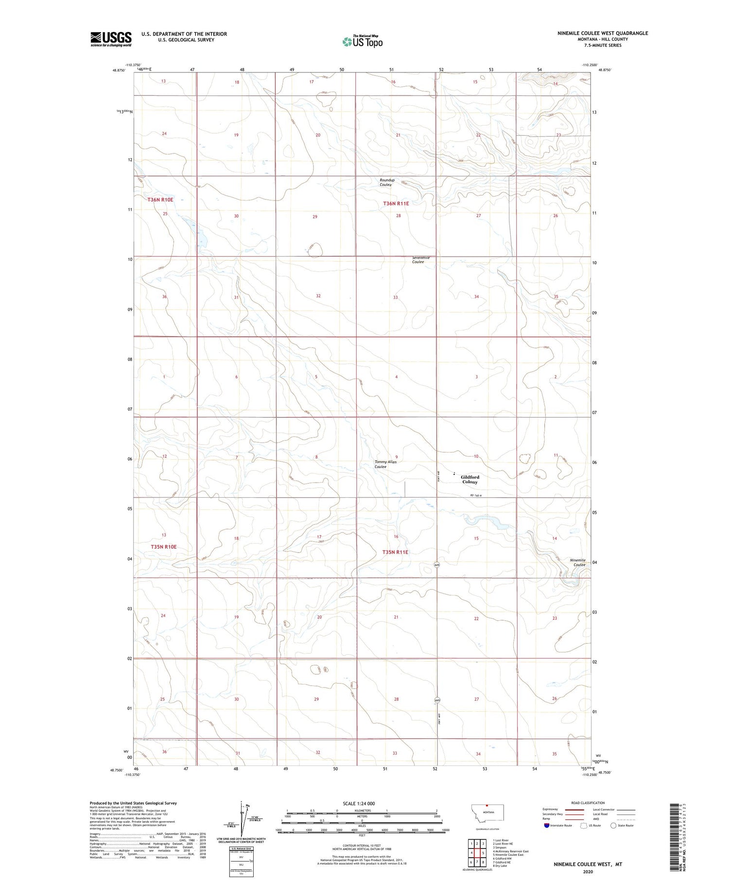 Ninemile Coulee West Montana US Topo Map Image