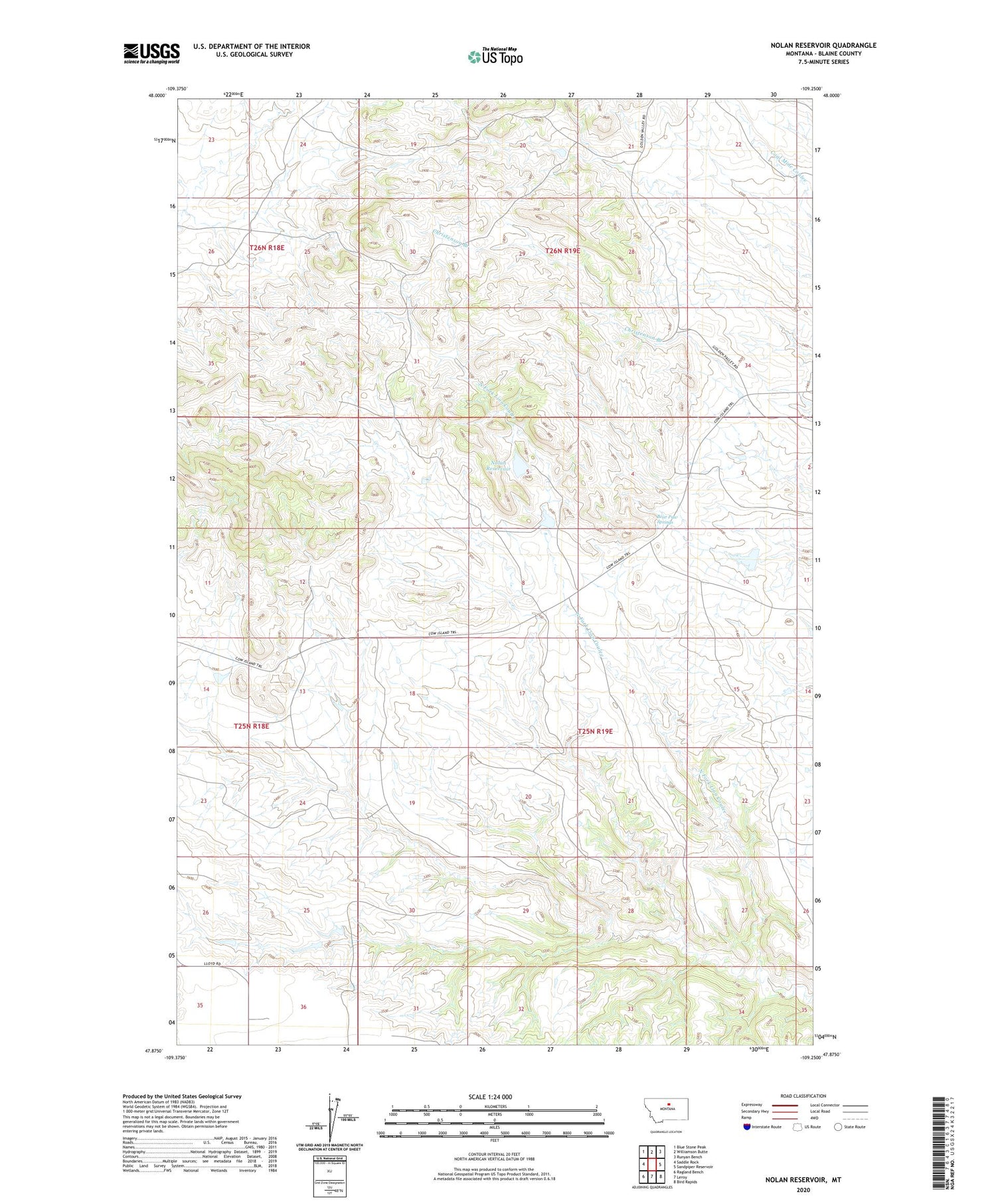 Nolan Reservoir Montana US Topo Map Image