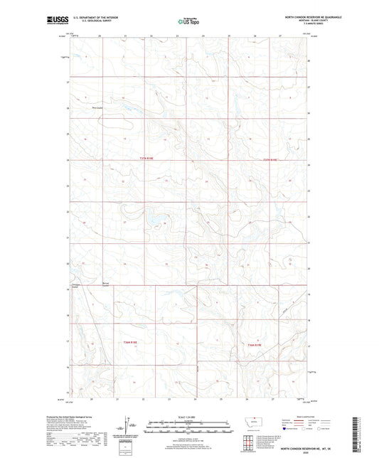 North Chinook Reservoir NE Montana US Topo Map Image